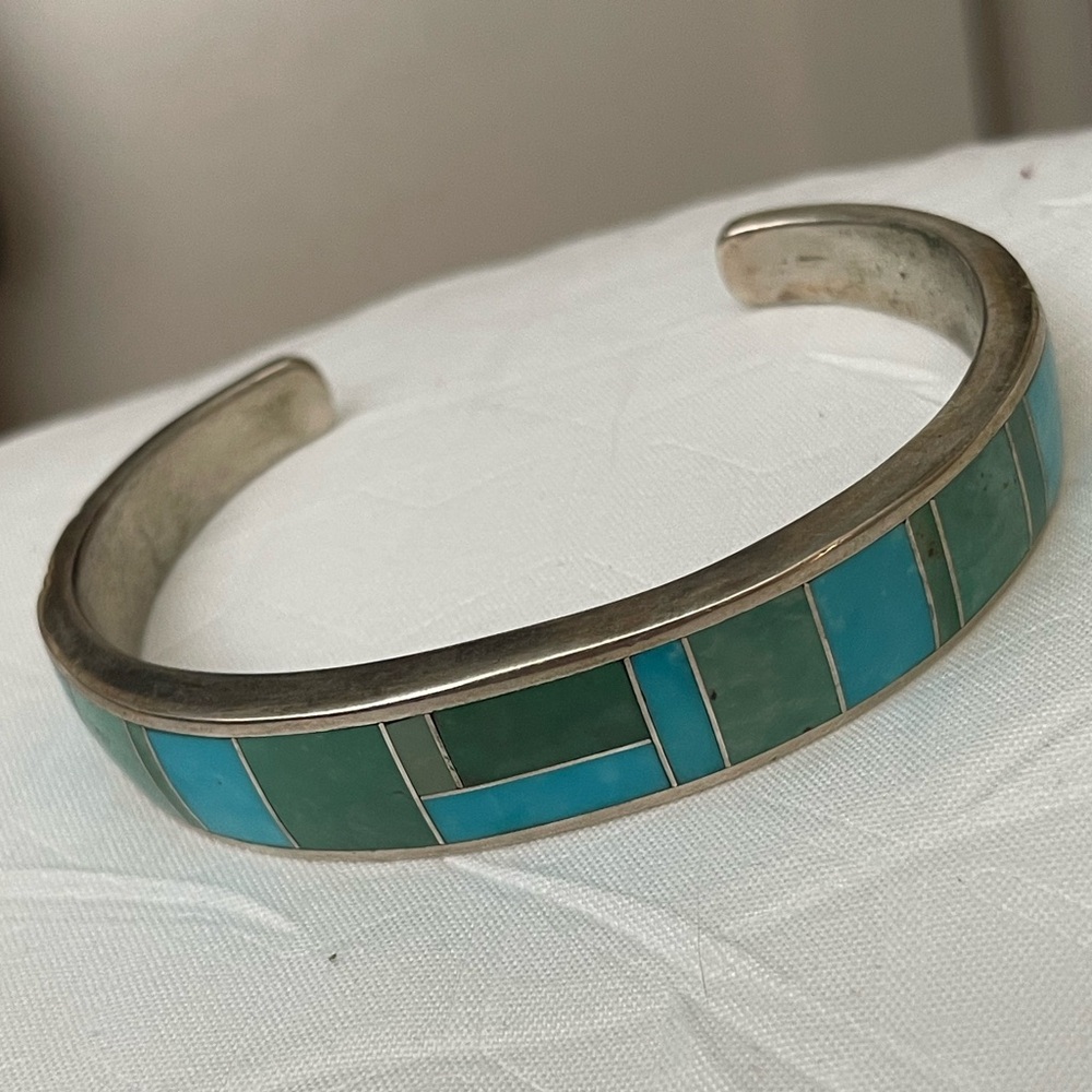 David Rosales: Navajo Silver Inlay and Turquoise Bracelet